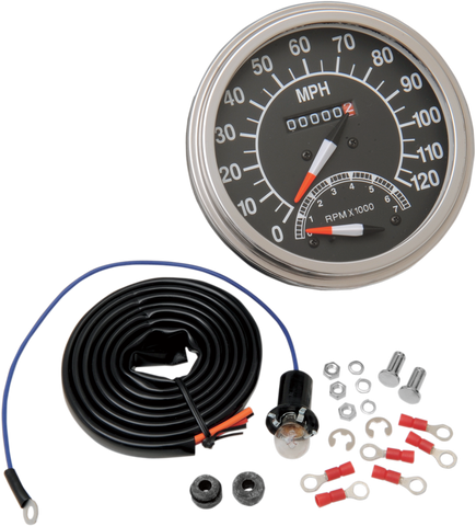 DRAG SPECIALTIES 5" MPH FL-Style 2:1 Speedometer with Tach - '68-'84 Black Face 72418M