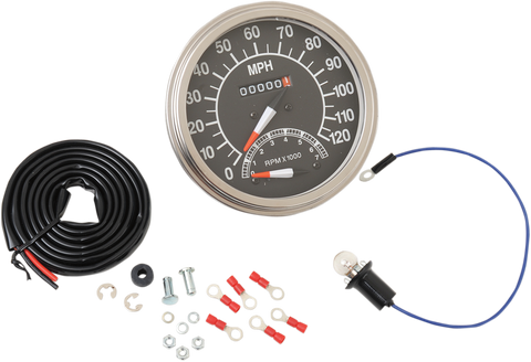 DRAG SPECIALTIES 5" MPH FL-Style 1:1 Speedometer with Tachometer - '68-'84 Black Face 71478M