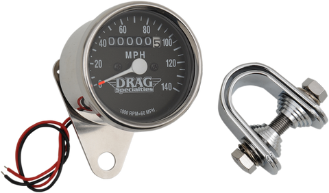 DRAG SPECIALTIES 2.4" MPH Mini LED Mechanical Speedometer/Indicators - Chrome Housing - Black Face - 1:1 21-6804DS1-BX15