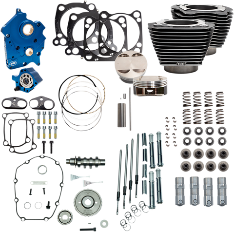 S&S CYCLE 128" Power Package Engine Performance Kit - Gear Drive - Black Granite with Highlighted Fins 310-1110A