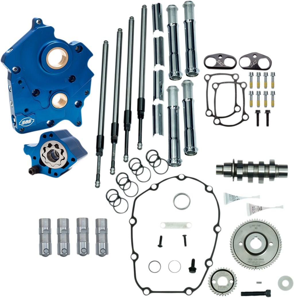 S&S CYCLE Cam Chest Kit with Plate - Gear Drive - Water Cooled - 475 Cam - Chrome Pushrods -M8 310-1002A