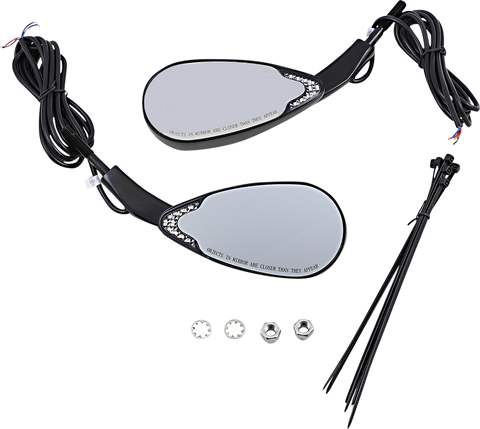 CUSTOM DYNAMICS Mirrors - Dynamic - Side View - Oval - Black CD-MIRROR-B