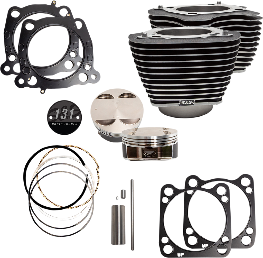 S&S CYCLE Cylinder & Piston Kit - 131" - Wrinkle Black with Highlighted Fins - M8 910-0762
