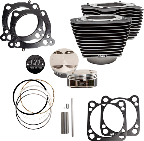 S&S CYCLE Cylinder & Piston Kit - 131" - Wrinkle Black with Highlighted Fins - M8 910-0762