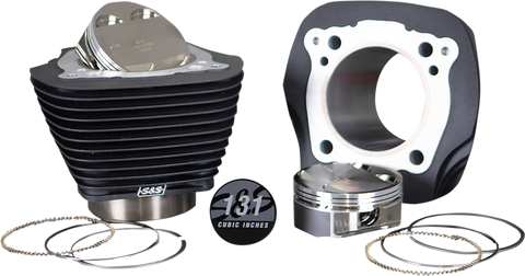 S&S CYCLE Cylinder & Piston Kit - 131" - Wrinkle Black with Non-Highlighted Fins - M8 910-0763