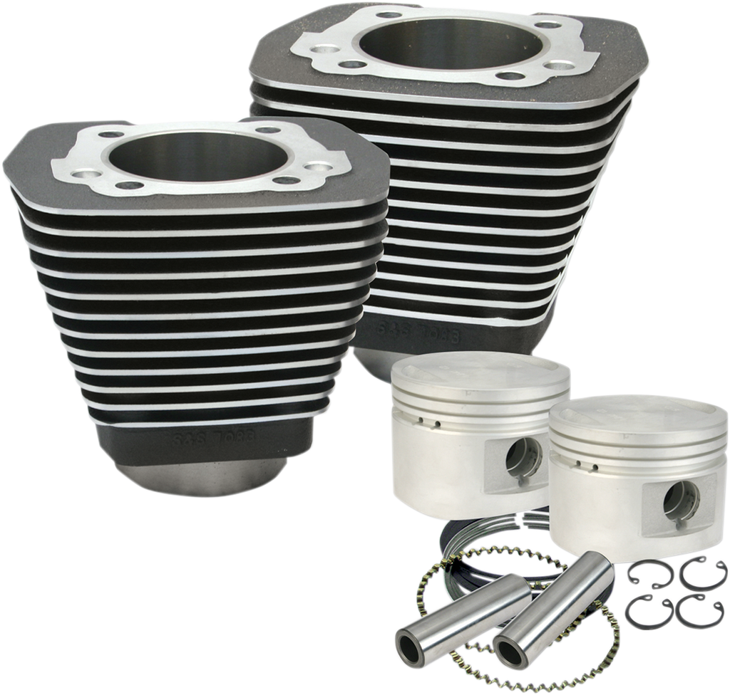 S&S CYCLE Cylinder & Piston Kit - 80" - Evolution Big Twin - Wrinkle Black 910-0182