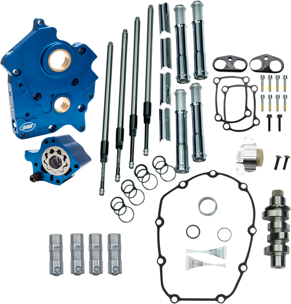 S&S CYCLE Cam Chest Kit with Plate - Chain Drive - Oil Cooled - 475 Cam - Chrome Pushrods - M8 310-1004B