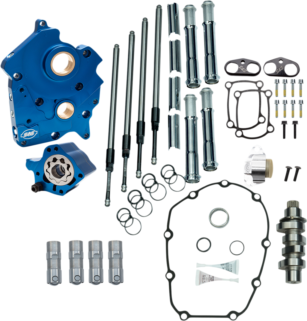 S&S CYCLE Cam Chest Kit with Plate - Chain Drive - Oil Cooled - 465 Cam - Chrome Pushrods - M8 310-1003B