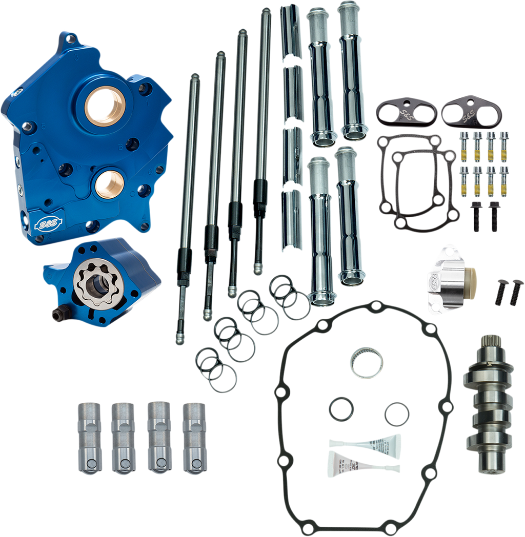 S&S CYCLE Cam Chest Kit with Plate - Chain Drive - Water Cooled - 465 Cam - Chrome Pushrods - M8 310-0999B