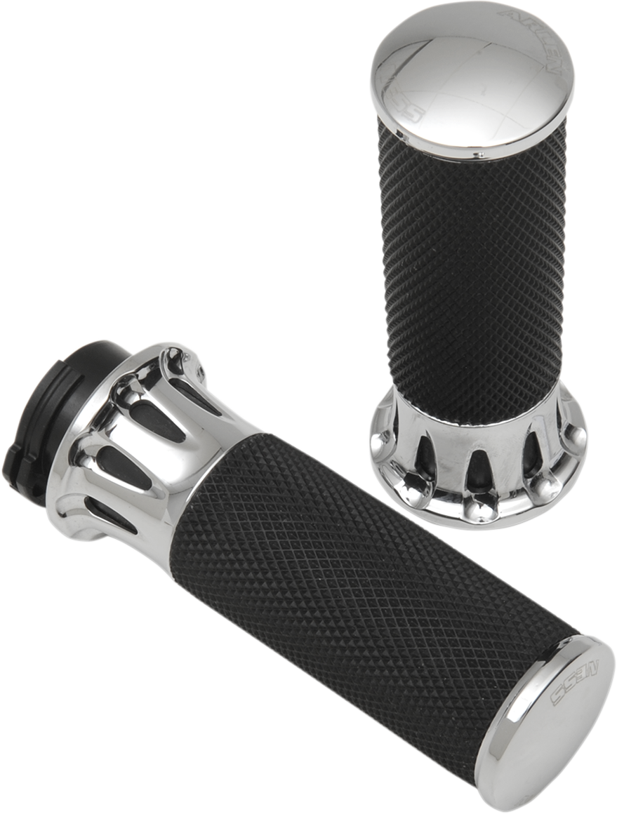 ARLEN NESS Grips - Deep Cut - Cable - Chrome 07-316