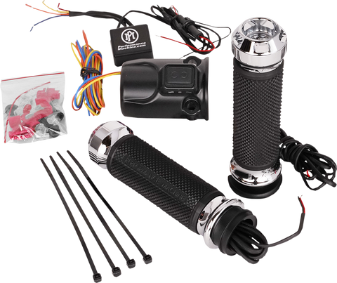 PERFORMANCE MACHINE (PM) Grips - Apex - Heated - FLTRX - Chrome 0063-2095-CH