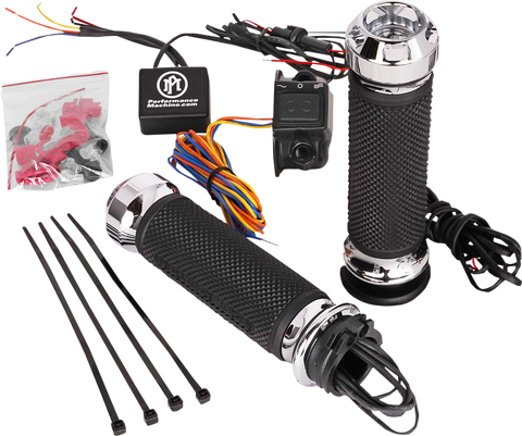 PERFORMANCE MACHINE (PM) Grips - Apex - Heated - Cable - Chrome 0063-2092-CH