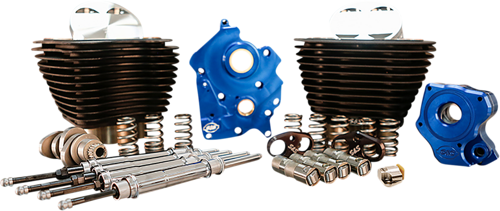 S&S CYCLE 128" Power Package Engine Performance Kit - Chain Drive - Wrinkle Black with Non-Highlighted Fins 310-1105B