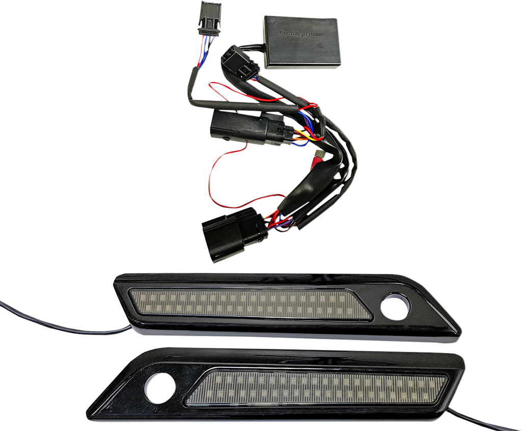 CUSTOM DYNAMICS Latch Light - Saddlebag - Dual Color - Smoke - Black CD-SBL-DC-SB
