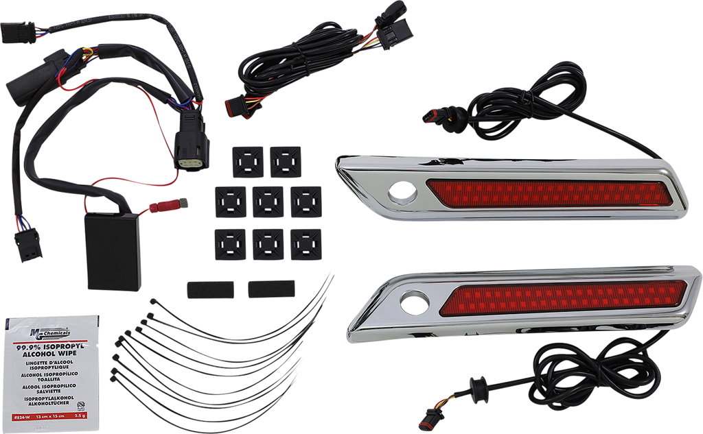 CUSTOM DYNAMICS Latch Light - Saddlebag - Dual Color - Red - Chrome CD-SBL-DC-RC