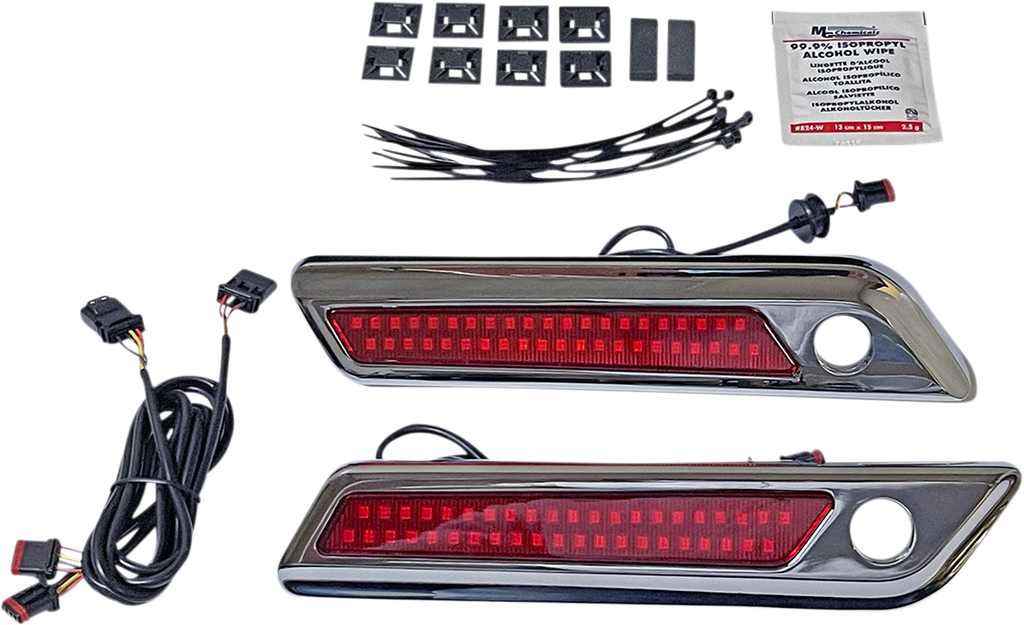 CUSTOM DYNAMICS Latch Light - Saddlebag - Dual Color - Red - Chrome CD-SBL-DC-RC
