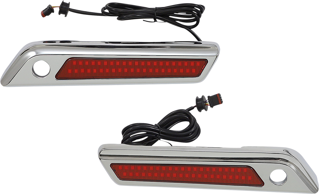 CUSTOM DYNAMICS Latch Light - Saddlebag - Dual Color - Red - Chrome CD-SBL-DC4-RC