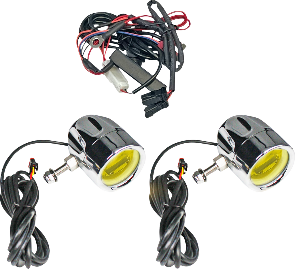CUSTOM DYNAMICS Fog Light - Chrome - Yellow Lens - Universal PB-FOG-UNV-YC
