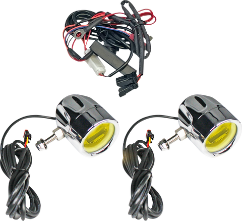 CUSTOM DYNAMICS Fog Light - Chrome - Yellow Lens - Universal PB-FOG-UNV-YC