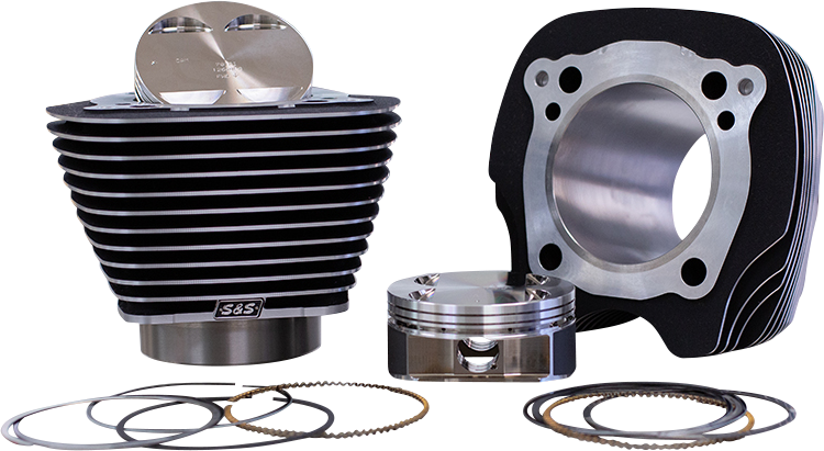 S&S CYCLE 129" Big Bore Cylinder Kit - Black/Highlighted Fins - M8 910-0843