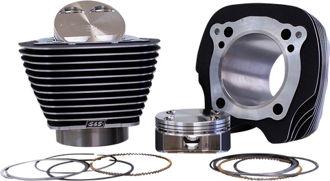 S&S CYCLE 129" Big Bore Cylinder Kit - Black/Highlighted Fins - M8 910-0843