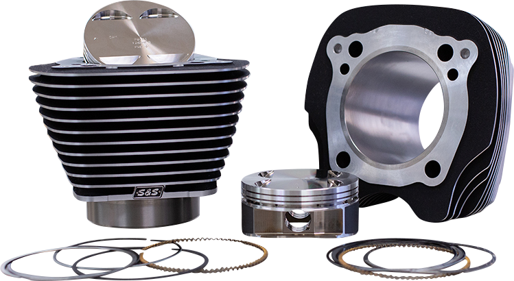 S&S CYCLE 132" Big Bore Cylinder Kit - Black/Highlighted Fins - M8 910-0845