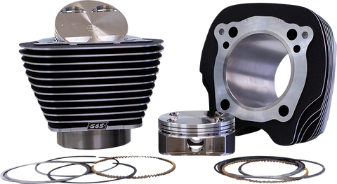 S&S CYCLE 132" Big Bore Cylinder Kit - Black/Highlighted Fins - M8 910-0845