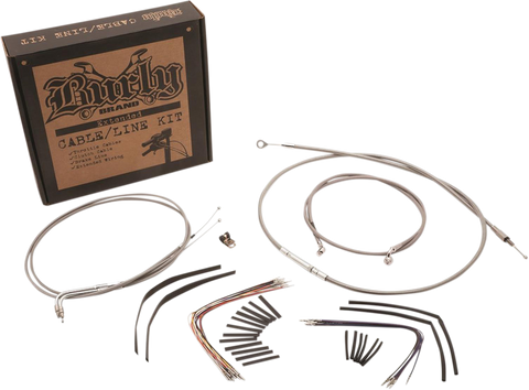 BURLY BRAND Handlebar Cable/Brake Line Kit - Complete - 16" Ape Hanger Handlebars - Stainless Steel B30-1128