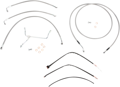 BURLY BRAND Handlebar Cable/Brake Line Kit - Complete - 13" Ape Hanger Handlebars - Stainless Steel B30-1117