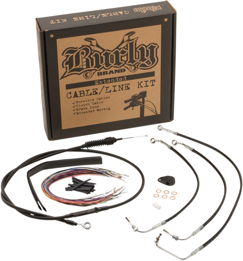 BURLY BRAND Handlebar Cable/Brake Line Kit - Complete - 15" Ape Hanger Handlebars - Stainless Steel B30-1239
