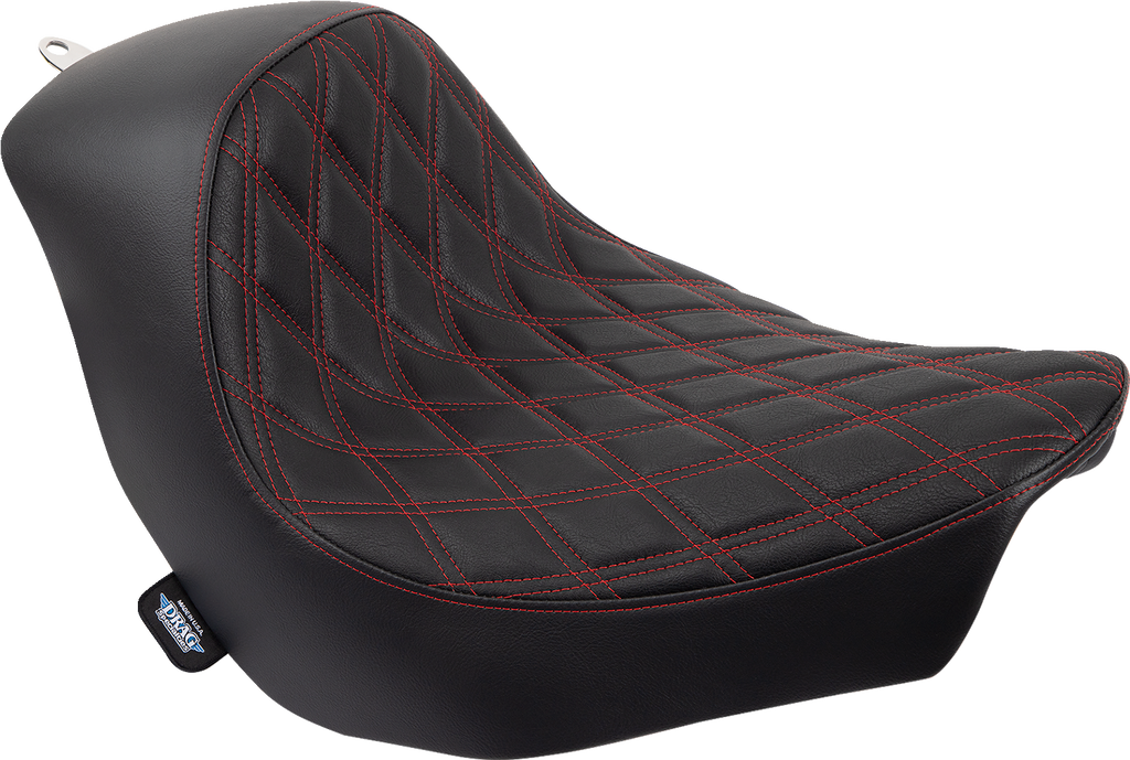 DRAG SPECIALTIES Solo Seat - Double Diamond - Red Stitching - FL/FX '18-'23 0802-1515