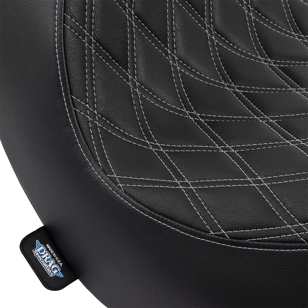 DRAG SPECIALTIES Solo Seat - Double Diamond - Silver Stitching - FL/FX '18-'23 0802-1514