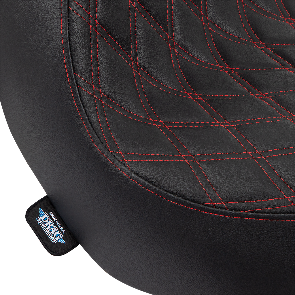 DRAG SPECIALTIES Solo Seat - Double Diamond - Red Stitching - FL/FX '18-'23 0802-1515