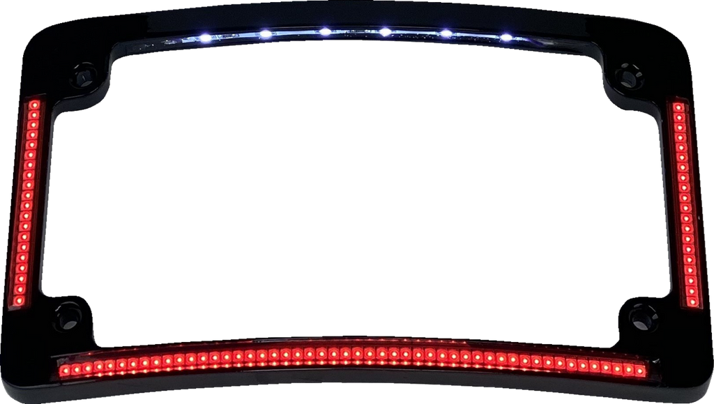 CUSTOM DYNAMICS License Plate Frame - Red/White LED - Gloss Black TF08-B
