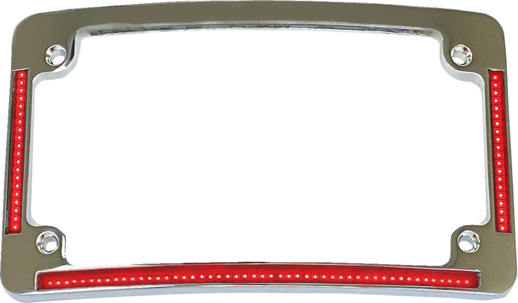 CUSTOM DYNAMICS License Plate Frame - Red/White LED - Chrome TF08-C
