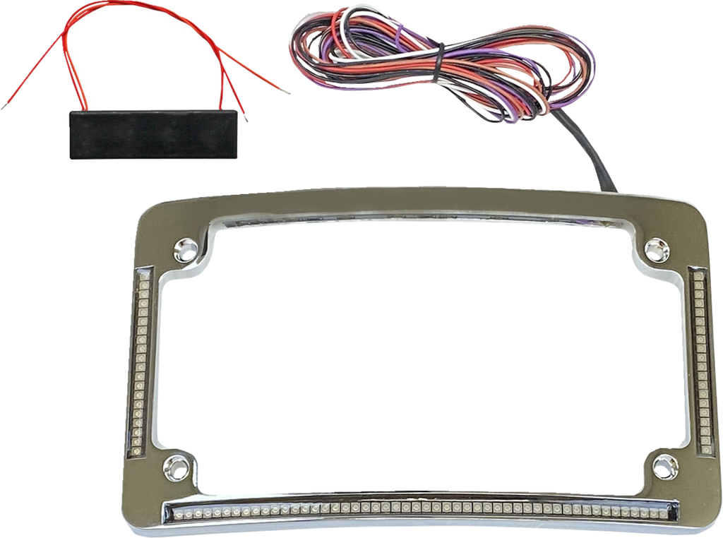 CUSTOM DYNAMICS License Plate Frame - Red/White LED - Chrome TF08-C