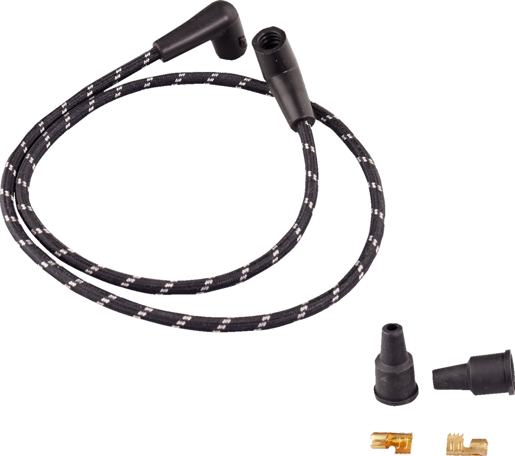 DRAG SPECIALTIES Plug Wires - Braided - Black/White 40176