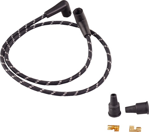 DRAG SPECIALTIES Plug Wires - Braided - Black/White 40176
