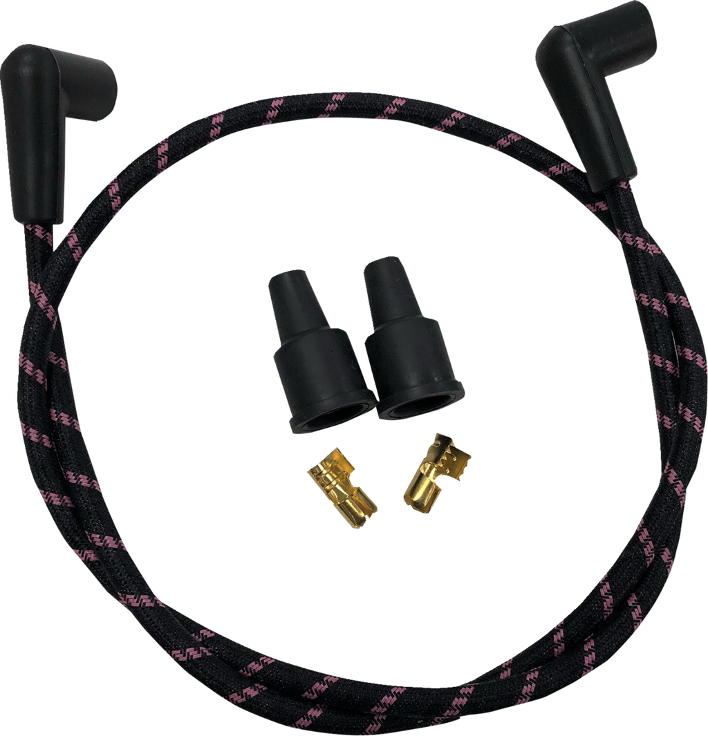 DRAG SPECIALTIES Plug Wires - Braided - Black/Pink 40170