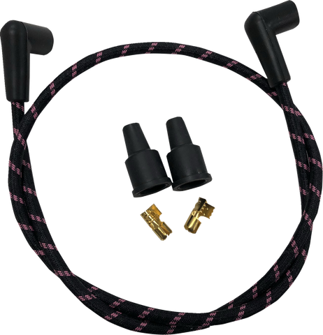 DRAG SPECIALTIES Plug Wires - Braided - Black/Pink 40170