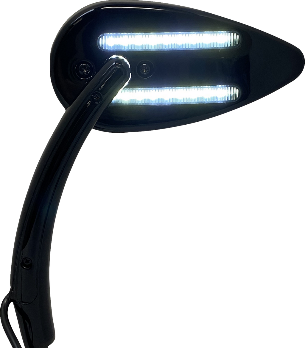 CUSTOM DYNAMICS Mirror - Side View - with LED Turn Signal - Black CD-MIR-PLUG-B