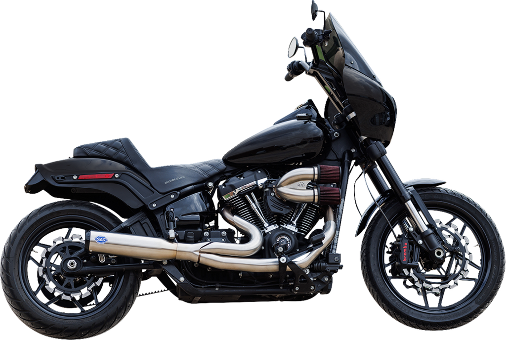 S&S CYCLE 2-into-1 Qualifier Exhaust System - Race Only - Silver 550-1105