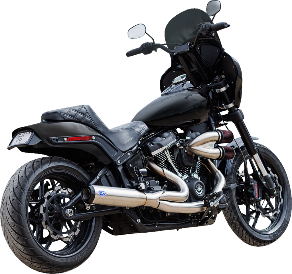 S&S CYCLE 2-into-1 Qualifier Exhaust System - Race Only - Silver 550-1105
