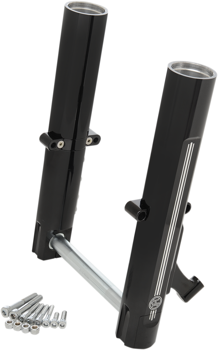 PERFORMANCE MACHINE (PM) Fork Leg Kit - Black - Lower - Single Disc - Contrast Cut - '14-'20 FL 0208-2099-BM