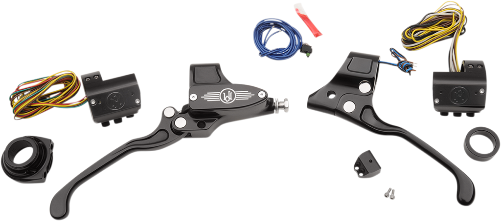 PERFORMANCE MACHINE (PM) Handlebar Control Set - Cable - 9/16" Master Cylinder - Black 0062-4019-BM