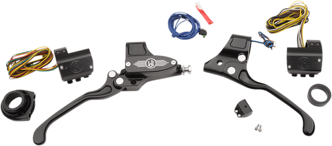 PERFORMANCE MACHINE (PM) Handlebar Control Set - Cable - 9/16" Master Cylinder - Black 0062-4019-BM