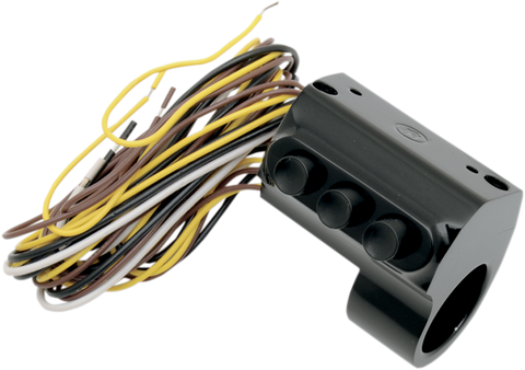 PERFORMANCE MACHINE (PM) Switch Assembly - Left Side - Three Button - Cable Clutch - Black 0062-2035-B