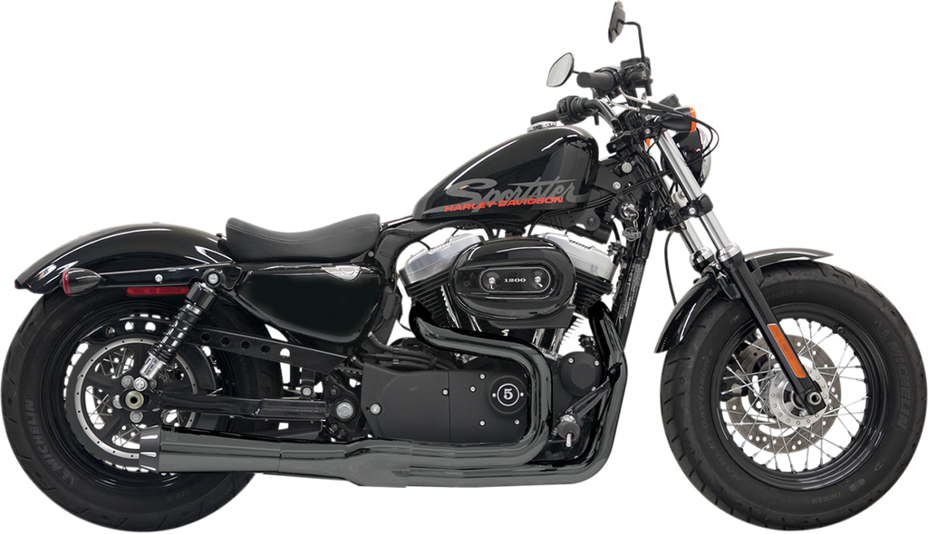 BASSANI XHAUST Mega Power Exhaust - Black - Short - '04-'13 XL with Mid/Forward Controls 1X22RB