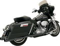 BASSANI XHAUST Megaphone Mufflers - Blk/Blk - Fluted - Performance Baffle FLH-517LRB