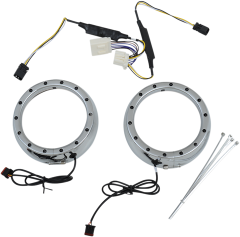 CUSTOM DYNAMICS Lighted Passing Lamp Trim Ring '96-'05 FLHT - Chrome CDTB-45TR-3C